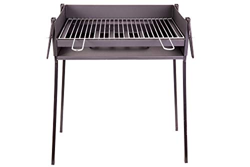 BRICOMIRAS Barbacoa CARBÓN Y LEÑA 60X40 CENTÍMETROS con Soporte para PAELLERA Ideal Camping Y Playa