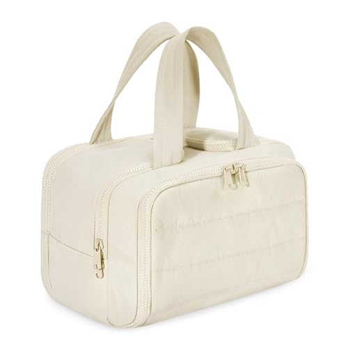 Sac de voyage léger beige pour ranger tout son maquillage