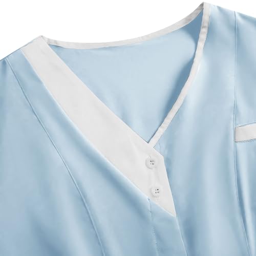 Image of 2026 Scrub for Cleaning Jobs Uniform, Multi Pockets Scrubs for Women Sets, V-Neck Top & Straight Leg Pants Scrubs Set