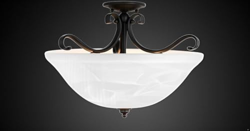 Image of Aspen Creative 25002-65-1 Replacement Alabaster Glass shade for Flush Mount or Semi-Flush Mount, 1 /2 inch Center Hole, 11-1 /2 inch Diameter x 4 inch Height