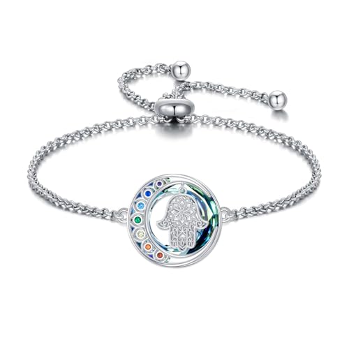 Bracelet 7 chakras en argent 925 PELOVNY, bijou spirituel de haute qualité