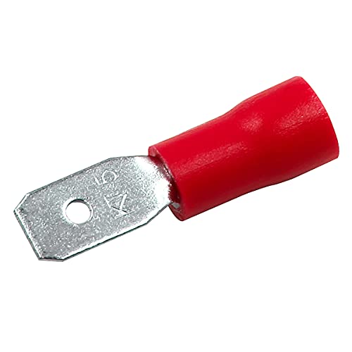 Baomain Red Male Insulated Spade Wire Connector Electrical Crimp Terminal 22-16 Awg 4.8 X 0.5Mm Pack Of 100 #TOP1