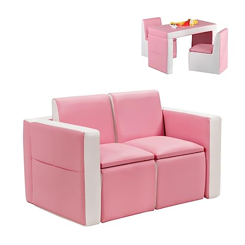 LIFEZEAL 2 in 1 Kindersofa, Kindercouch als Kindertisch & Stuhl Set,...