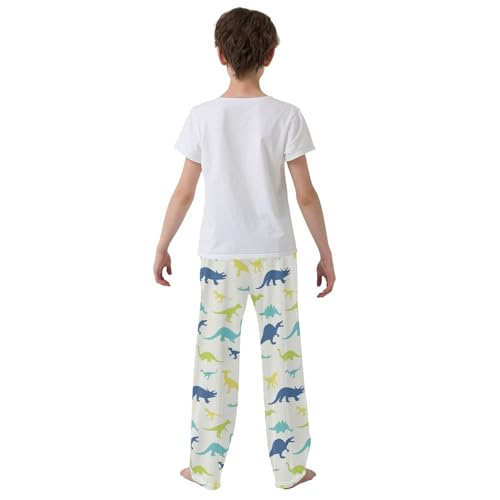 Dinosaurs Silhouette Beige Boys Pants for Kids Jogger Pants with Pockets S-XL3