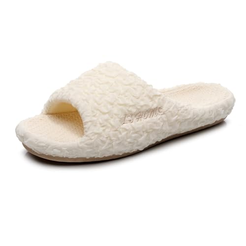 FAYUEKEY Slippers for Women Linen Memory Foam House Bedroom Cozy Indoor Outdoor Slipper Slides
