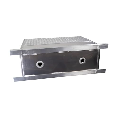 Image of 50 Gallon Upright Aluminum Hydraulic Reservoir Tank for Dump Truck, Trailer 34 x 13 x 26 Inch Liquid Transfer Tank, 1-1 /4 Inch NPT Bottom Drain Port, 2 Inch Breather Hole, 2.25 Inch Filler Neck