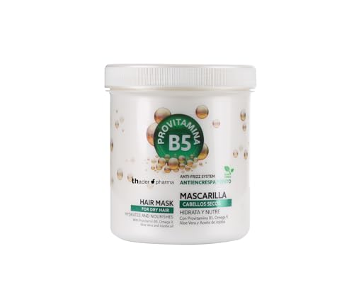 Thader Pharma Mascarilla Efecto Anti-Frizz Provitamina B5, Omega 9, Aloe Vera y Aceite de Jojoba para Cabellos Secos, 700 ml