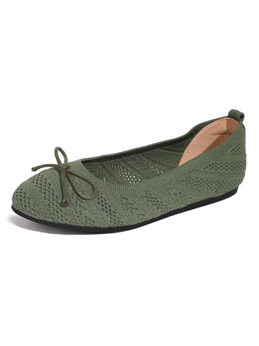 Chaussures plates en tricot pour femmes confortables et chic à bout rond