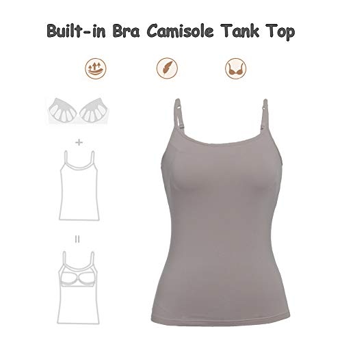 STARBILD Damen Ultralight Spaghetti Top Unterhemd mit unsichtbarer gepolsterter BH Ohne Bügel Verstellbarem Spaghettiträger Komfortable Gepolsterte Unterhemd, Grau L 3