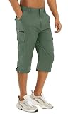 速乾 ショートパンツ メンズ 七分丈 夏 グレーグリーン 2XL