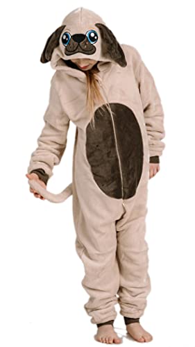 Wunsy Superweicher Fleece-Mops-Overall mit Schwanz, für Jungen und Mädchen, 2–13 Jahre, 6-7 Jahre