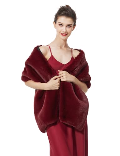 BEAUTELICATE Women Faux Fur Shawl for Wedding Wrap Shrug Bridal Stole Winter Cover Up Bridesmaids2