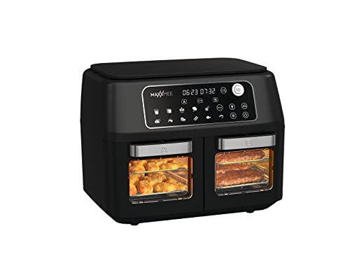 MAXXMEE Heteluchtfriteuse, dubbele kamer, 11 liter, slimme combinatie van heteluchtoven, grill en friteuse met 2 XXL-frituurvakken met elk 5,5 liter, digitaal bedieningspaneel en kijkvenster - Afbeelding 5