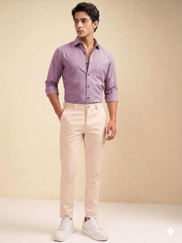 Image of Cozytton Men's Pure Cotton Solid Stylish Casual & Formal Wear Shirt | Stylish Regular Fit Full Sleeve Comfortable Office Party Trendy Shirt - Multi Color