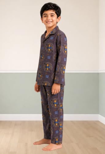 Image of 3BROS Kid's Pure Cotton Full Sleeves Night Suit /Dress for Boys /Girls Full Pajama & Top Sleep Suit Combo Set