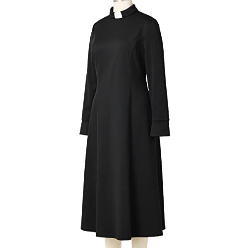 Church Clergy Dress for Women Minister Spring/Autumn Long Sleeve Loose Elegant Dress with Tab Insert Stand Collar4