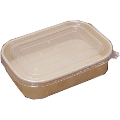 使い捨て 弁当箱 50個 ペーパーボウル 蓋付き お弁当 冷凍 容器 透明蓋ベラムカバー セット テイクアウト フードパック 紙容器 ボックス 使い捨て お弁当パック ランチボックス 丼容器 宅配 持ち帰り 業務用 おしゃれ50個セット箱+蓋 (PP蓋,ナ