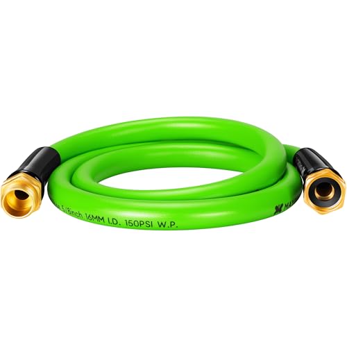 Maygrove 5 ft Garden Hose 5/8 in ID Heavy-Duty Leakproof Kink-Resistant Water Hose with Swivel Brass Fittings 600 PSI Burst Rating Ideal for Car Wash & Lawn Watering