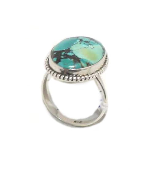 PH ArtisticRing Turquoise 925 Sterling Silver Handmade Natural Hand Engraved Women D421