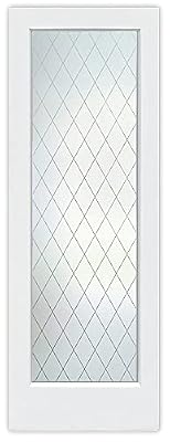Frosted Glass Interior Door - Diamond Grid - 1D Private Frosted - Patterns - 30" x 80" - Book/Slab Door - Primed