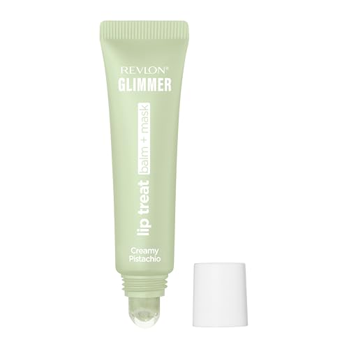 Image of Revlon Glimmer Lip Treat Balm + Mask, 007 Creamy Pistachio, 0.4 fl oz | Overnight peptide lip treatment. Doubles as daily balm & all-night lip mask. Hydrates for softer, plumper-looking lips.