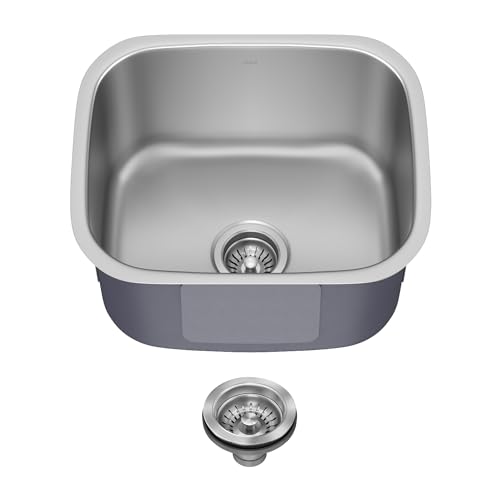 Kraus 19 3/4 Inch Stainless Steel Kitchen Sink, Durable 18 Gauge Single Bowl Kitchen Sinks Undermount, KBU11