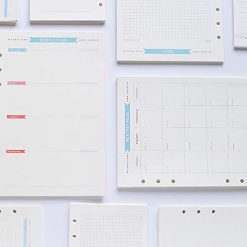 NUOBESTY Papel de refil A6, 6 anéis, refil de papel para fichário, inserções para caderno, folhas so