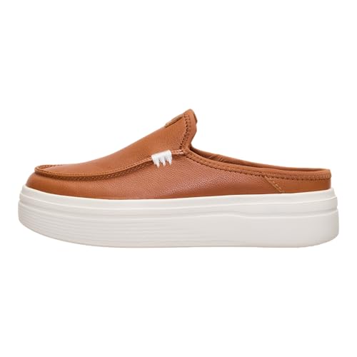 HEYDUDE Austin Lift Leather Cognac Size 7, Women’s Shoes, Slip-on Loafers, Comfortable & Light-Weight