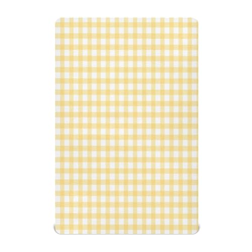 Image of WELLDAY Yellow Gingham Crib Sheets for Boys and Girls, Fitted Baby Crib Sheets Soft and Breathable Mini Crib Sheets 52 X 28 Inches