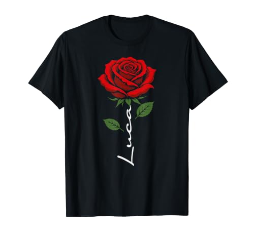Luca Arte de Flores Rojas para Hombres y niños Minimalista Camiseta