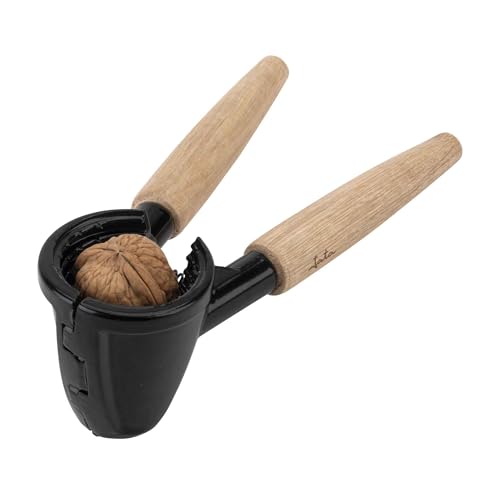 JATA HOGAR HACC2502   Cascanueces de Aluminio con Mango de Madera – Rompe Nueces, Almendras y Avellanas sin Dañar el Fruto – También Descorcha Tapones de Champán – Resistente, Ergonómico y Compacto