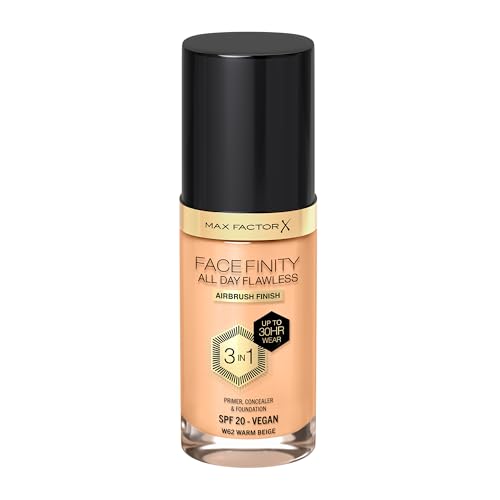 Image of Max Factor Max Factor Facefinity All Day Flawless 3 In 1 Foundation, Shade 62 Warm Beige, 62 Warm Beige, 30 ml