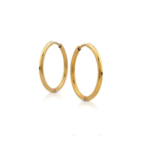 Créoles acier doré 24 mm Ops Jewels boucles d'oreilles anti-ternissement