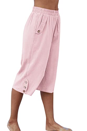 Image of Veatzaer Women's Elastic Waist 3 /4 Capri Harem Pants with Pockets Casual Loose Solid Yoga Trousers S-XXL