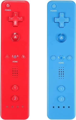LeonDesigns Wii Controller 2 Pack Wii u Remote mit Silikongehäuse und Handgelenksgurt (rot+blau)