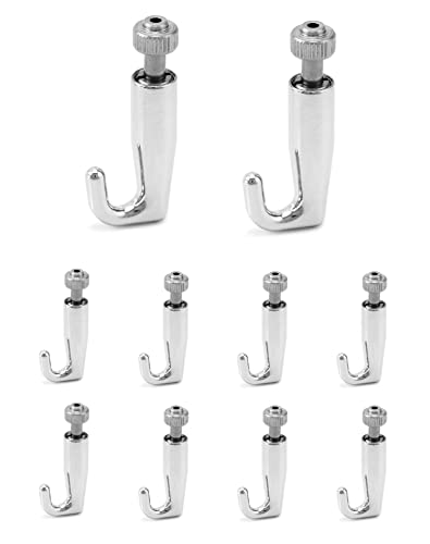 QWORK Art Gallery Display Wire Rope Hanger Hooks, 10 Pack Adjustable Metal Hooks Fit 2.0mm Steel Cables Wire Rope, Gallery Picture Hanging System