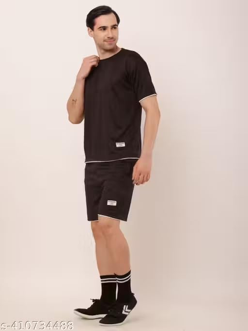 Image of Men's Oversized T-Shirt and Shorts Set | Matching Co-ord Set, Drawstring Waistband, Casual Loungewear, Relaxed Fit, Crew Neck