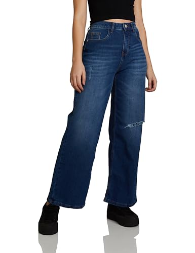 Image of Amazon Brand - INKAST Regular Women's High Rise Full Length Wide Leg Loose Fit Jeans (Inseam: 29 inch)