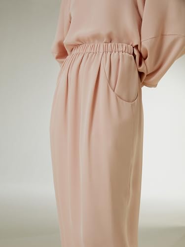 LilySilk Womens Silk Skirt Ladies 30MM Classic Style Pleated Skirt with Elastic Waistband and Side Pockets Girls Dress4