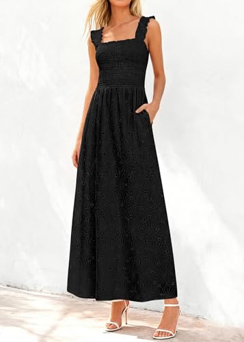 Image of KIRUNDO Summer Lace Dress for Women Eyelet Maxi Sundress