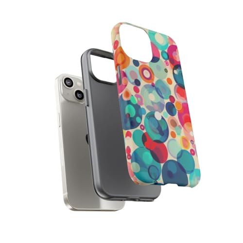 Coque iPhone 14 multicolore rigide mate motif cercles colorés - 3
