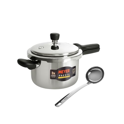 Image of Meyer Presta Stainless Steel Tri-ply Pressure Cooker 3 L with Stainless Steel Serving Ladle