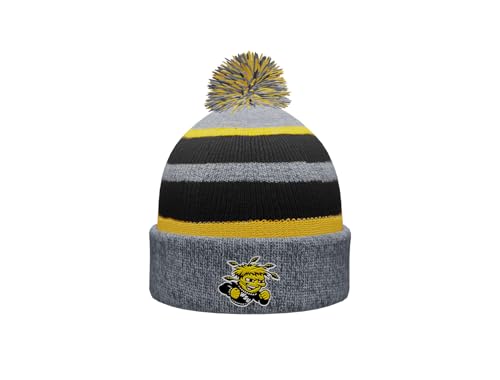 Sport Your Gear Wichita State Shockers Prime Cuffed Fold Over Pom Pom Winter Knit Hat Beanie