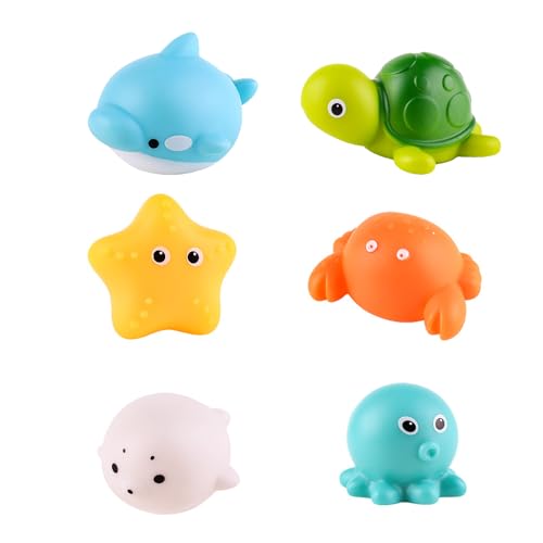 Image of No Hole Animal Bathtub Toys Baby Bath Tub Toys for Toddlers Boys Girls , Mold Free Bath Toys Tub Beach Pool Shower Float Rubber Toys