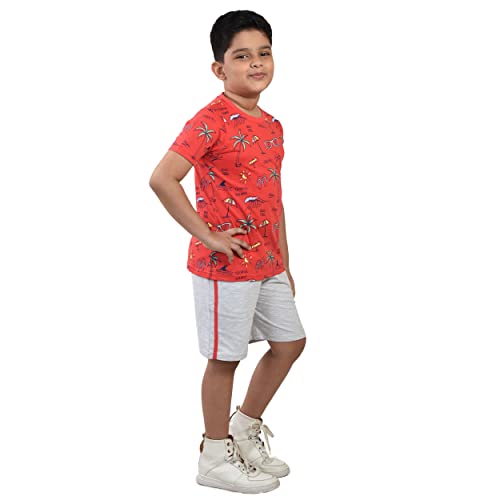 Image of Clothe Funn Boys Printed Cotton Half Sleeves T-Shirt & Shorts Set