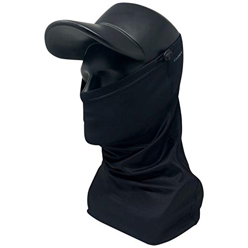 CoolNES - Neck Gaiter with Drawstring, Reusable Breathable Face Mask Cloth Washable Bandana, Sun Shield UV UPF 50+ Cover Scarf Balaclavas - Unisex Black