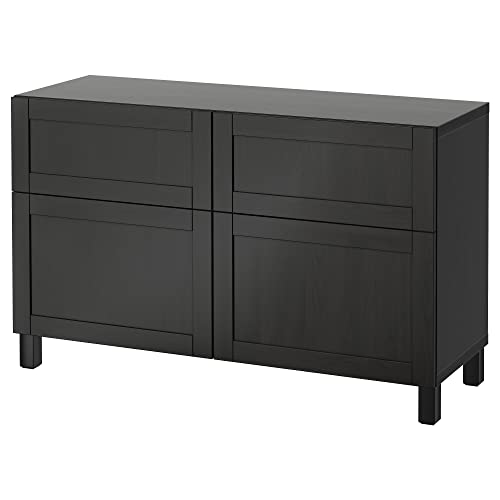 BESTÅ storage combination w doors/drawers, 120x42x74 cm, black-brown/Hanviken/Stubbarp black-brown
