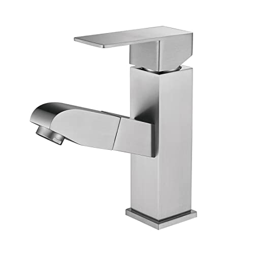 Grifo monomando para lavabo retráctil de baño con acabado cromado elegante 2