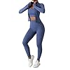 Women’s 3 Piece Workout Set – Sports Bra, Leggings & Jacket with Thumbholes – Yoga Outfit Activewear for Gym Running Training