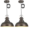 Haolaike 2 Pack Farmhouse Pendant Lights Kitchen Island,Rustic Industrial Hanging Light Fixture,Oil Rubbed Bronze